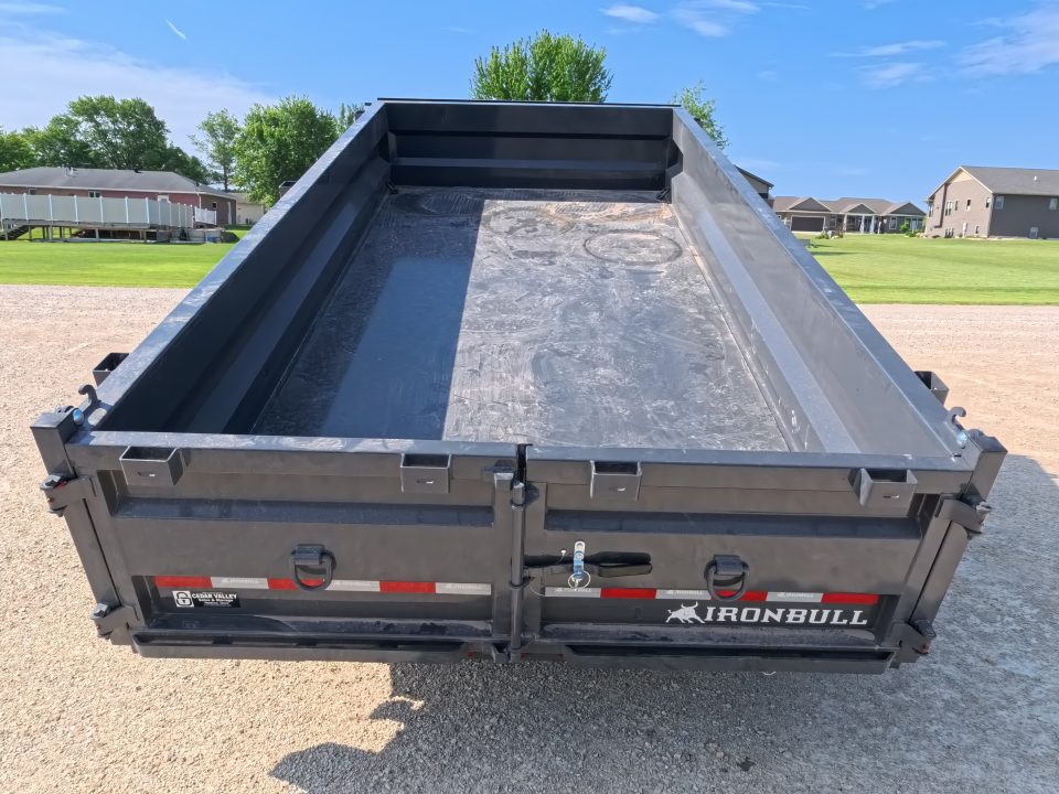 New 2026 Iron Bull 83 x 14 DWB Dump Trailer with 2) 7K GVWR Straight Axles and 2) Fwd. Adj. Electric Brakes, Slide-In Aluminum Ramps and 10 Ply Tires