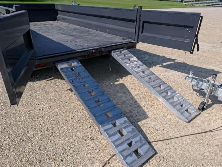 New 2026 Iron Bull 83 x 14 DWB Dump Trailer with 2) 7K GVWR Straight Axles and 2) Fwd. Adj. Electric Brakes, Slide-In Aluminum Ramps and 10 Ply Tires
