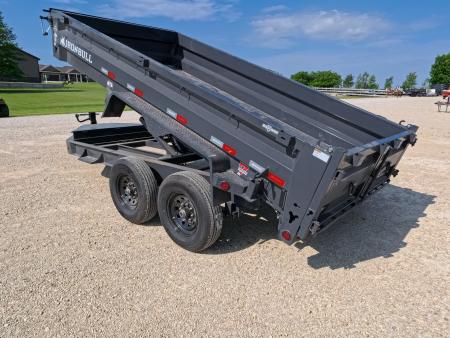 New 2026 Iron Bull 83 x 14 DWB Dump Trailer with 2) 7K GVWR Straight Axles and 2) Fwd. Adj. Electric Brakes, Slide-In Aluminum Ramps and 10 Ply Tires
