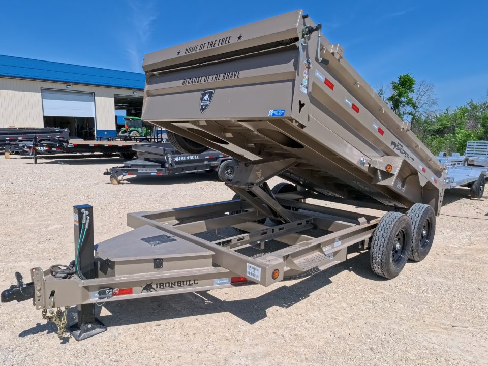 New 2026 Iron Bull 83x14 DTB Sniper Series Dump Trailer w/2-7K Straight Axles, Elec. Brakes, Hydraulic Jack , Spare Tire, Solar Panel Charger and More!