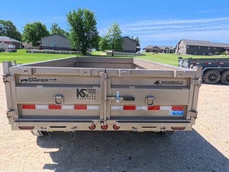 New 2026 Iron Bull 83x14 DTB Sniper Series Dump Trailer w/2-7K Straight Axles, Elec. Brakes, Hydraulic Jack , Spare Tire, Solar Panel Charger and More!