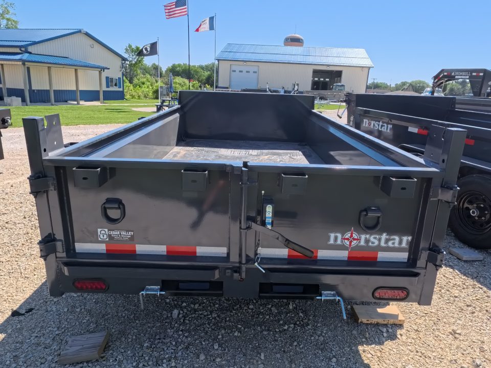 New 2027 Norstar 72 x 12 DCB Dump Trailer with 10K GVWR, Slide-In Ramps, Double Rear Swing Out Doors, 8 Ply Tires - Gray