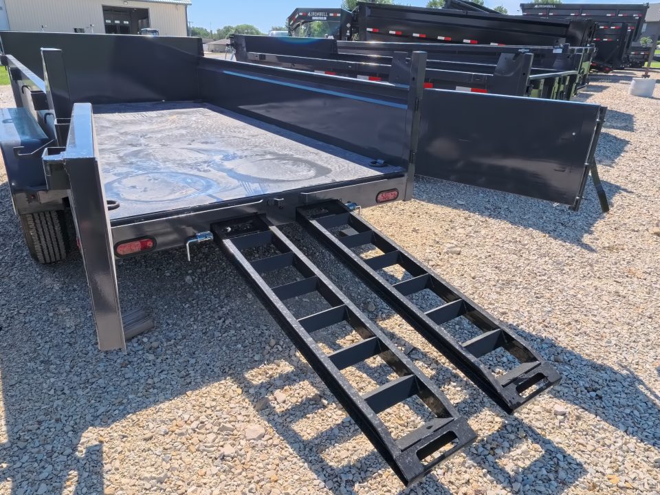 New 2027 Norstar 72 x 12 DCB Dump Trailer with 10K GVWR, Slide-In Ramps, Double Rear Swing Out Doors, 8 Ply Tires - Gray