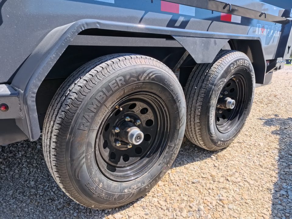 New 2027 Norstar 72 x 12 DCB Dump Trailer with 10K GVWR, Slide-In Ramps, Double Rear Swing Out Doors, 8 Ply Tires - Gray