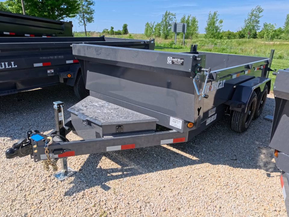New 2027 Norstar 72 x 12 DCB Dump Trailer with 10K GVWR, Slide-In Ramps, Double Rear Swing Out Doors, 8 Ply Tires - Gray