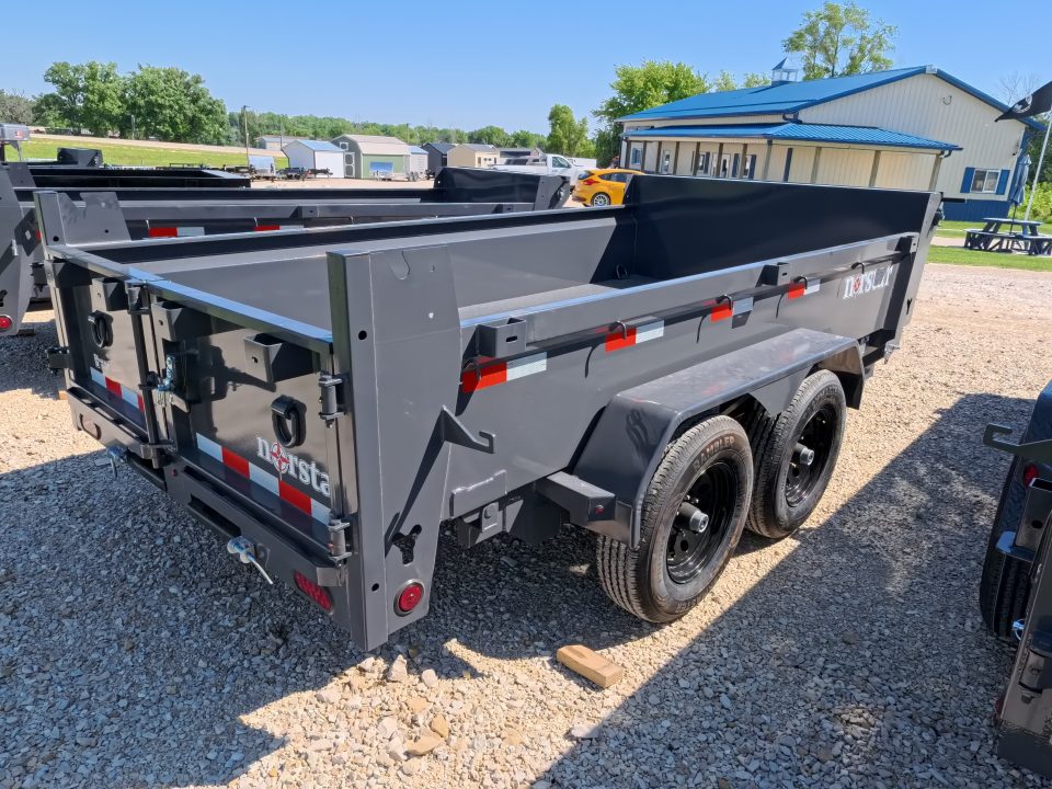 New 2027 Norstar 72 x 12 DCB Dump Trailer with 10K GVWR, Slide-In Ramps, Double Rear Swing Out Doors, 8 Ply Tires - Gray