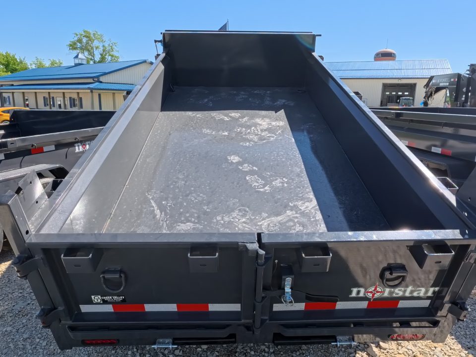 New 2027 Norstar 72 x 12 DCB Dump Trailer with 10K GVWR, Slide-In Ramps, Double Rear Swing Out Doors, 8 Ply Tires - Gray