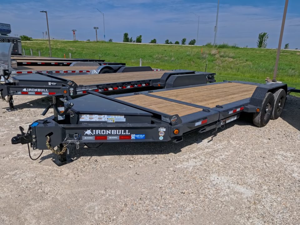 New 2027 Iron Bull 83x20 TWB Tilt Trailer with 2)7,000 lb. Torsion Axles, Upgraded to 2) Elec. Brakes, 10 Ply Tires-Gray
