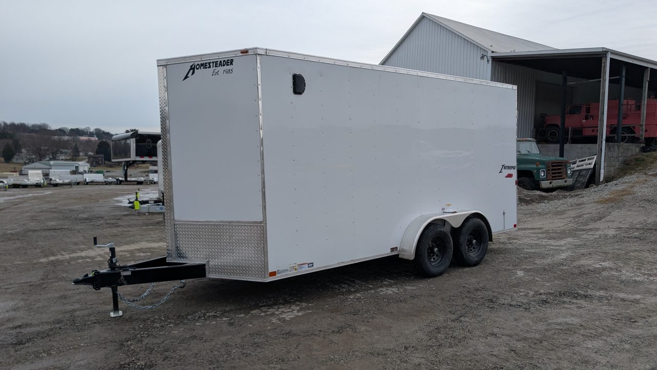 New 2026 Homesteader 7x16 HD SERIES Intrepid V-Nose Cargo Trailer w/ Ramp Door (9950# GVW)