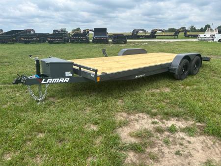 New 2026 Lamar 83x20 Tandem 7K Carhauler w/ Toolbox, 2' Dove, & Slide In Ramps