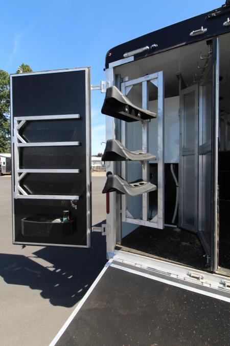 Used 2023 Bison Silverado 8313 w/Slide Out - Couch & Dinette - Horse Fans & Camera - Ramp - Lined & Insulated - Drop Windows on Tail side - 3 Horse Living Quarters Trailer