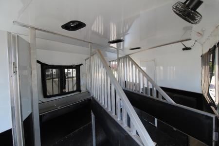 Used 2023 Bison Silverado 8313 w/Slide Out - Couch & Dinette - Horse Fans & Camera - Ramp - Lined & Insulated - Drop Windows on Tail side - 3 Horse Living Quarters Trailer