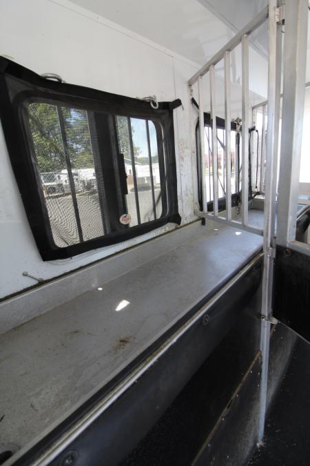 Used 2023 Bison Silverado 8313 w/Slide Out - Couch & Dinette - Horse Fans & Camera - Ramp - Lined & Insulated - Drop Windows on Tail side - 3 Horse Living Quarters Trailer