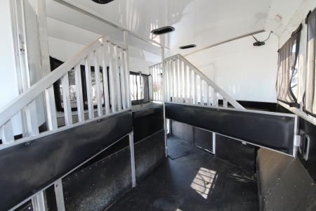 Used 2023 Bison Silverado 8313 w/Slide Out - Couch & Dinette - Horse Fans & Camera - Ramp - Lined & Insulated - Drop Windows on Tail side - 3 Horse Living Quarters Trailer