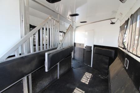 Used 2023 Bison Silverado 8313 w/Slide Out - Couch & Dinette - Horse Fans & Camera - Ramp - Lined & Insulated - Drop Windows on Tail side - 3 Horse Living Quarters Trailer