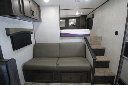 Used 2023 Bison Silverado 8313 w/Slide Out - Couch & Dinette - Horse Fans & Camera - Ramp - Lined & Insulated - Drop Windows on Tail side - 3 Horse Living Quarters Trailer