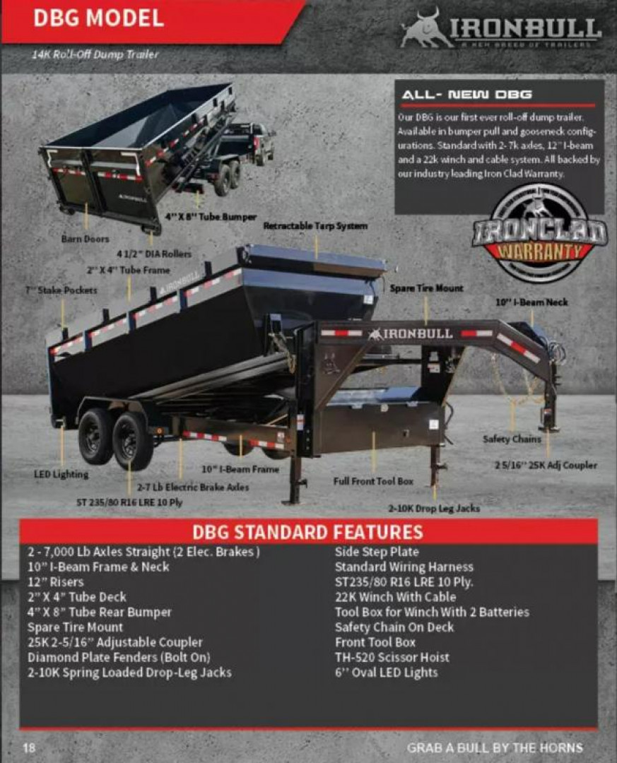 New 2025-Iron-Bull-Trailers-Gooseneck-14k-7×16-7k-Axles-DBG-Roll-Off-Trailer-System-R14K716GI-STACK1