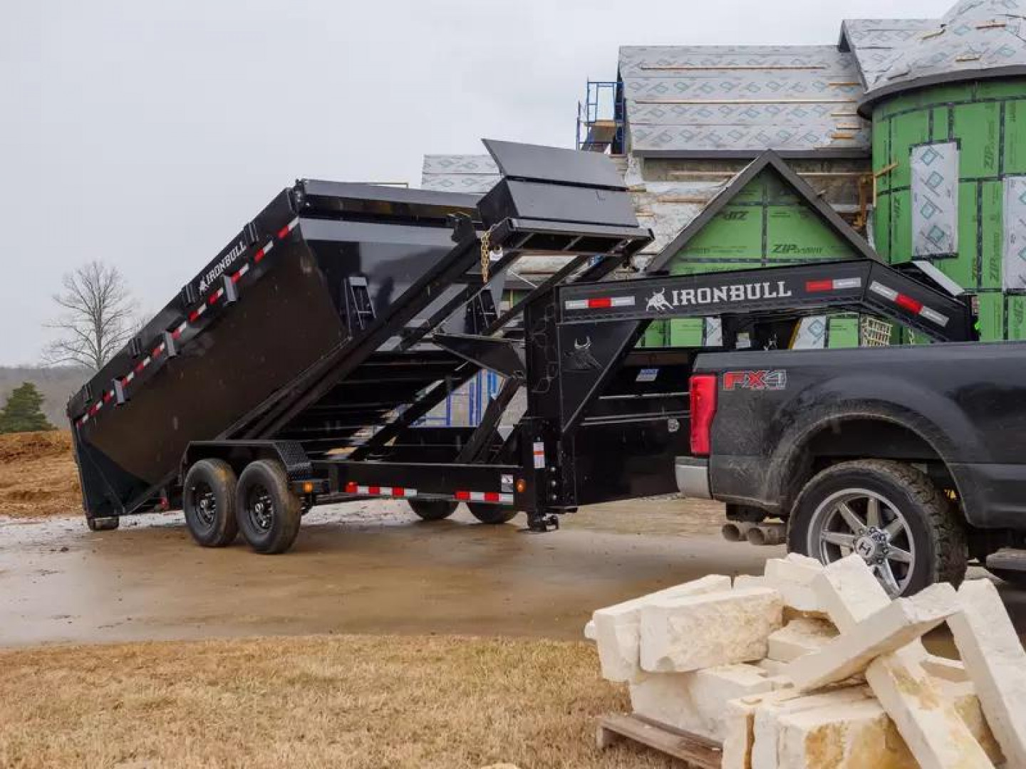 New 2025-Iron-Bull-Trailers-Gooseneck-14k-7×16-7k-Axles-DBG-Roll-Off-Trailer-System-R14K716GI-STACK1