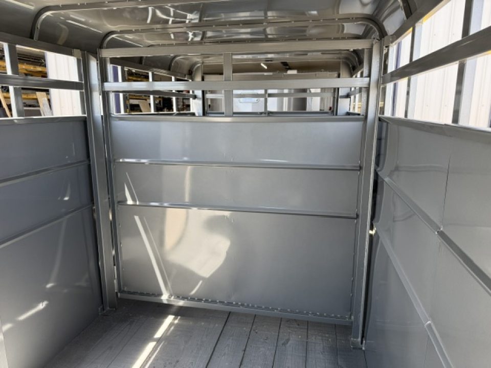 New 2026 S & S Dura Line Gray/White Trim 6'x6'6"x16' 7k Center Gate Bumper Pull Stock / Stock Combo Trailer