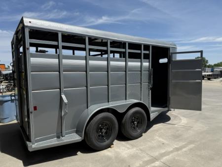 New 2026 S & S Dura Line Gray/White Trim 6'x6'6"x16' 7k Center Gate Bumper Pull Stock / Stock Combo Trailer