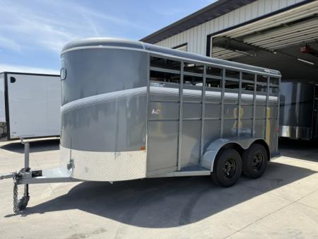 New 2026 S & S Dura Line Gray/White Trim 6'x6'6"x16' 7k Center Gate Bumper Pull Stock / Stock Combo Trailer