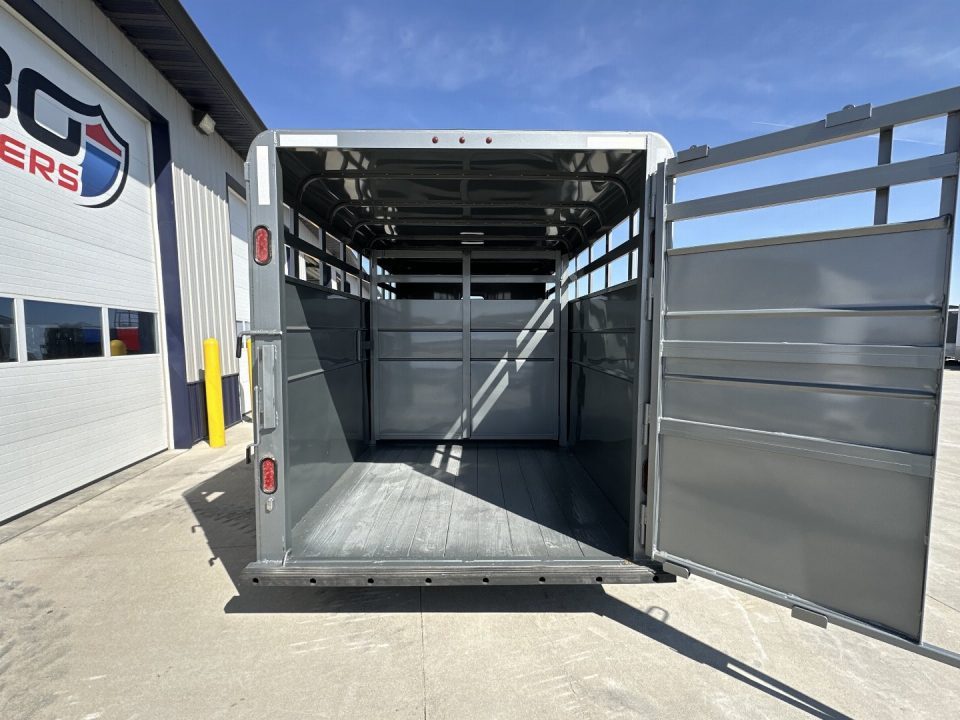New 2026 S & S Dura Line Charcoal/Black Trim 6'8"x6'6"x16' 12k Center Gate Bumper Pull Stock / Stock Combo Trailer