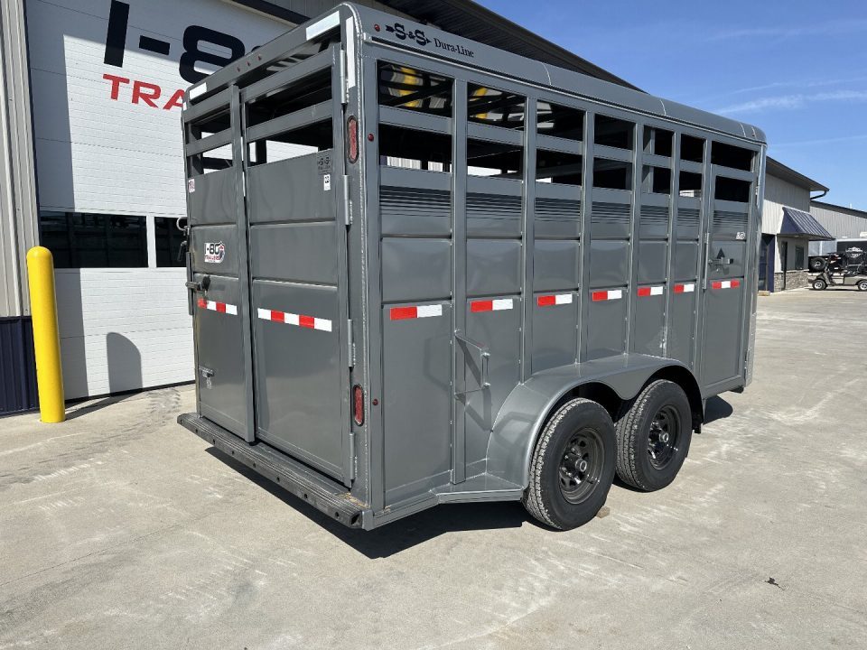 New 2026 S & S Dura Line Charcoal/Black Trim 6'8"x6'6"x16' 12k Center Gate Bumper Pull Stock / Stock Combo Trailer