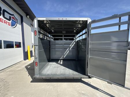New 2026 S & S Dura Line Charcoal/Black Trim 6'8"x6'6"x16' 12k Center Gate Bumper Pull Stock / Stock Combo Trailer