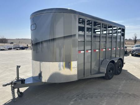 New 2026 S & S Dura Line Charcoal/Black Trim 6'8"x6'6"x16' 12k Center Gate Bumper Pull Stock / Stock Combo Trailer
