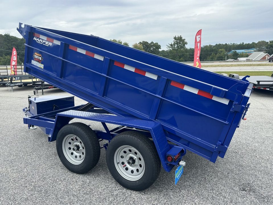 New BEAUTIFUL DEEP BLUE METALLIC 2026 PROSPECTOR LIGHT DUTY 5X10 7K TANDEM AXLE DUMP TRAILER WITH 2' WALLS