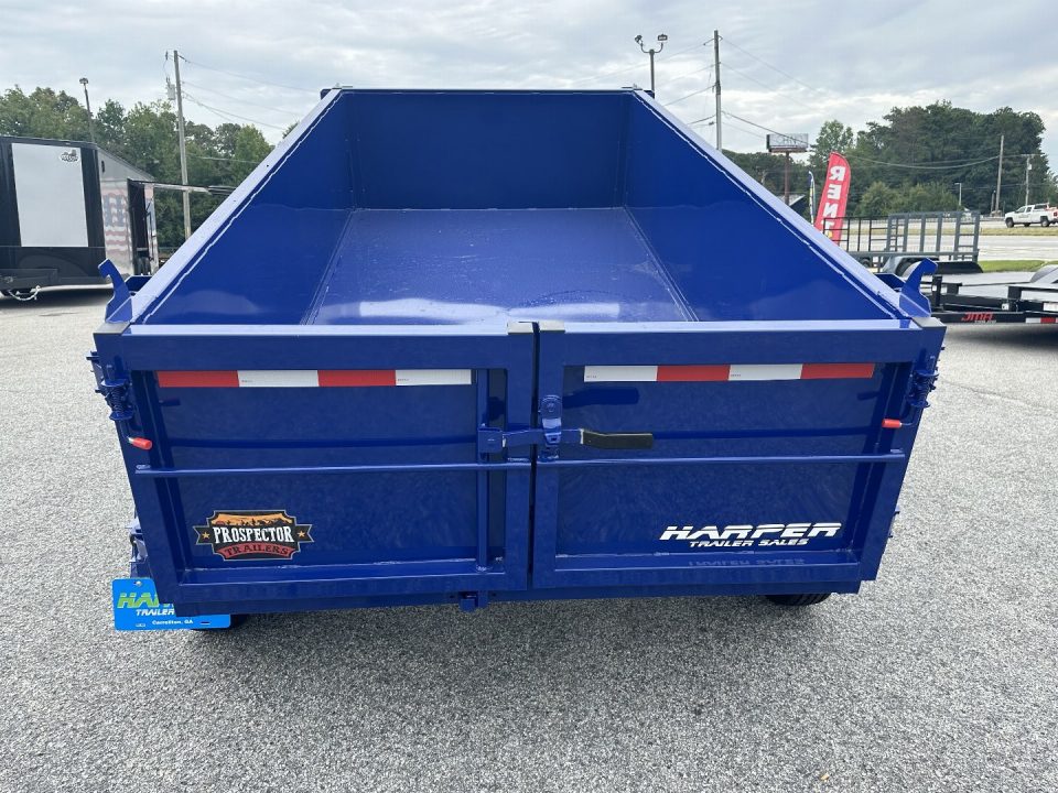 New BEAUTIFUL DEEP BLUE METALLIC 2026 PROSPECTOR LIGHT DUTY 5X10 7K TANDEM AXLE DUMP TRAILER WITH 2' WALLS