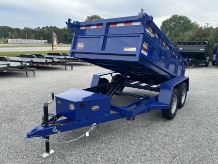 New BEAUTIFUL DEEP BLUE METALLIC 2026 PROSPECTOR LIGHT DUTY 5X10 7K TANDEM AXLE DUMP TRAILER WITH 2' WALLS