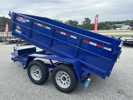 New BEAUTIFUL DEEP BLUE METALLIC 2026 PROSPECTOR LIGHT DUTY 5X10 7K TANDEM AXLE DUMP TRAILER WITH 2' WALLS