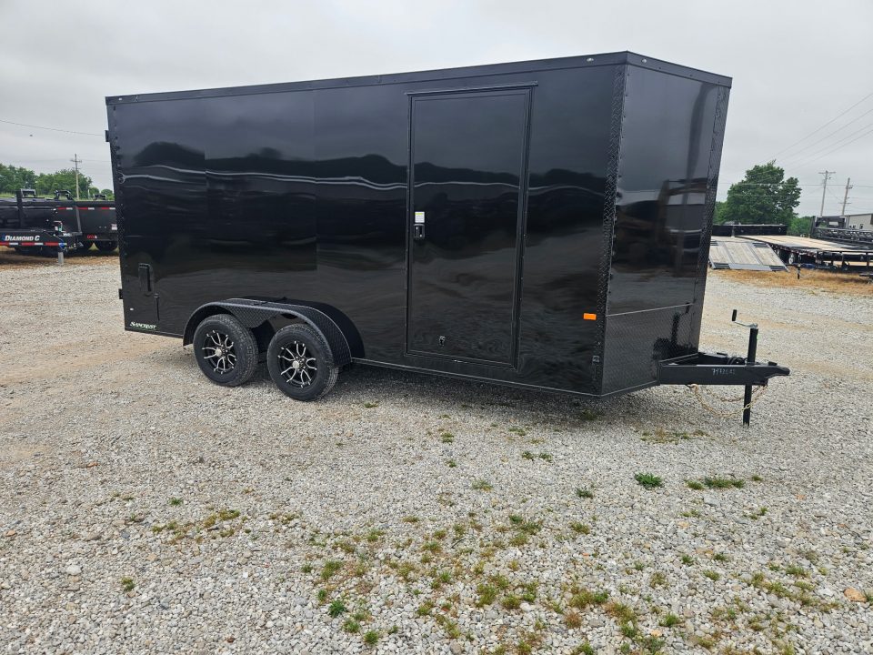 New 2026 Rock Solid 7X16 TANDEM 7K SCREWLESS EXTERIOR CARGO W/7' HEIGHT BLACKOUT TRIM & BARN DOORS