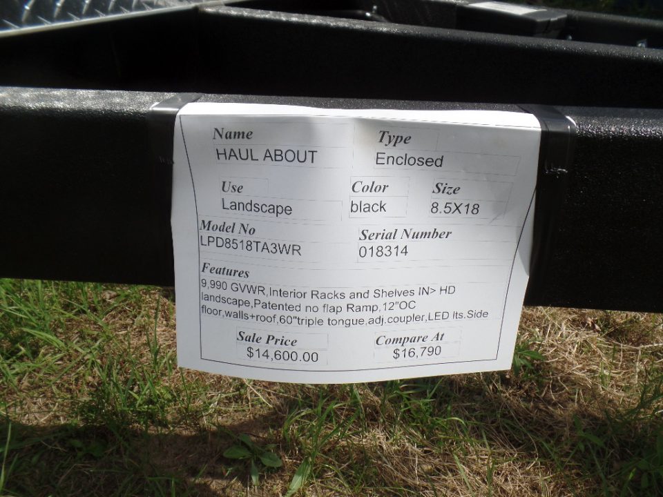 New 2026 Haul About Trailers 8.5X18 with 9,990 GVWR LANDSCAPE MODEL Cargo / Enclosed Trailer