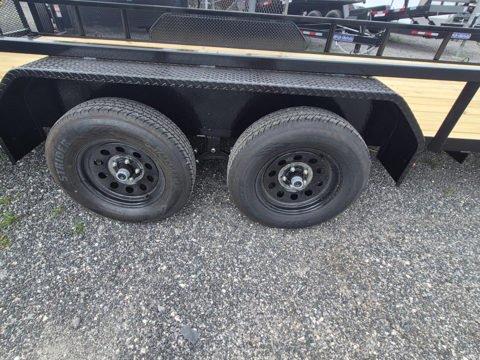 New 2026 Southern Grace Steel Fabrication 7x18 Heavy-Duty Utility Trailer – 7,000 LB GVWR | Mesh Ramp Gate | Tandem Axle I Spare Tire Mount Utility Trailer