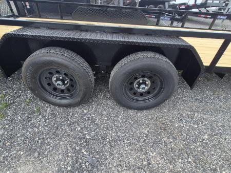 New 2026 Southern Grace Steel Fabrication 7x18 Heavy-Duty Utility Trailer – 7,000 LB GVWR | Mesh Ramp Gate | Tandem Axle I Spare Tire Mount Utility Trailer