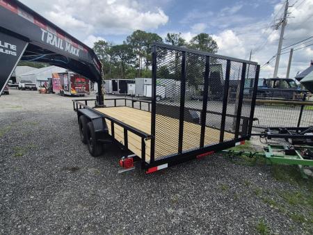 New 2026 Southern Grace Steel Fabrication 7x18 Heavy-Duty Utility Trailer – 7,000 LB GVWR | Mesh Ramp Gate | Tandem Axle I Spare Tire Mount Utility Trailer