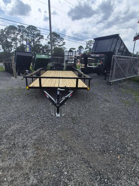 New 2026 Southern Grace Steel Fabrication 7x18 Heavy-Duty Utility Trailer – 7,000 LB GVWR | Mesh Ramp Gate | Tandem Axle I Spare Tire Mount Utility Trailer
