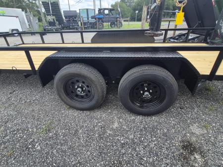 New 2026 Southern Grace Steel Fabrication 7x18 Heavy-Duty Utility Trailer – 7,000 LB GVWR | Mesh Ramp Gate | Tandem Axle I Spare Tire Mount Utility Trailer
