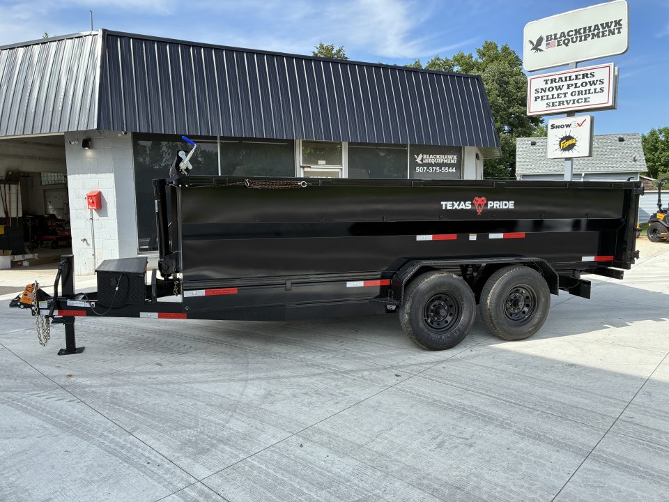 New 2026 Texas Pride Trailers 7x16 16k GVWR Dump Trailer 3' Foot Sides Tarp Spare Included