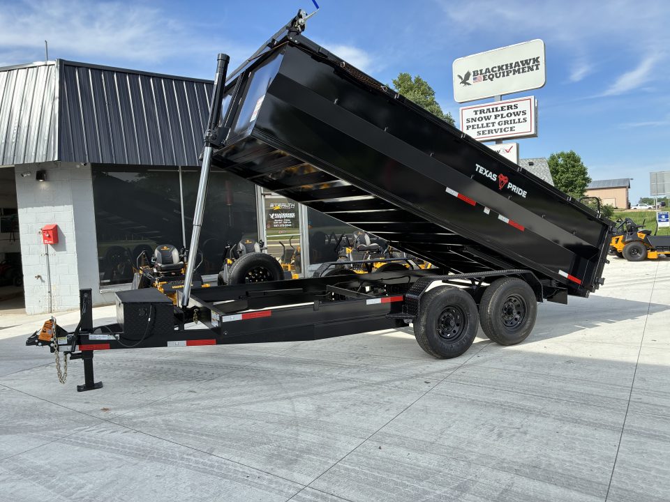 New 2026 Texas Pride Trailers 7x16 16k GVWR Dump Trailer 3' Foot Sides Tarp Spare Included