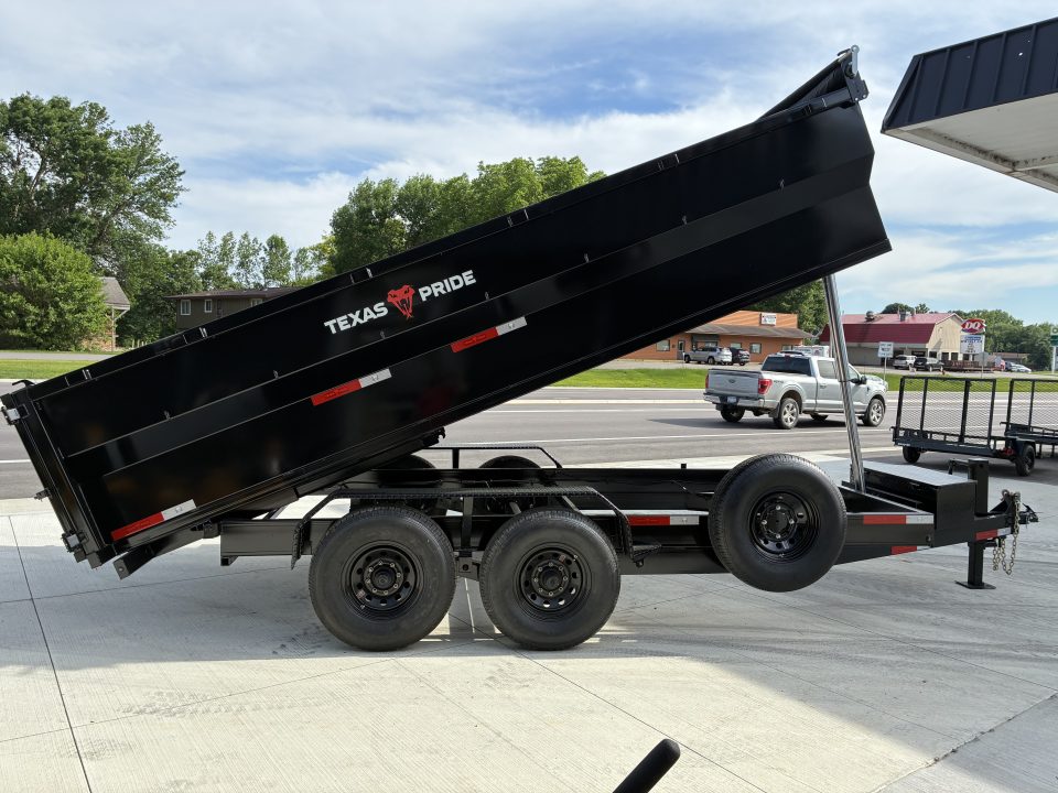 New 2026 Texas Pride Trailers 7x16 16k GVWR Dump Trailer 3' Foot Sides Tarp Spare Included