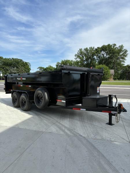 New 2026 Texas Pride Trailers 7x16 16k GVWR Dump Trailer 3' Foot Sides Tarp Spare Included