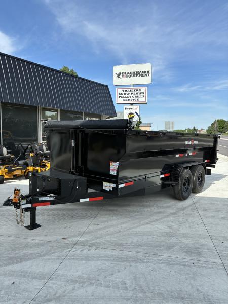 New 2026 Texas Pride Trailers 7x16 16k GVWR Dump Trailer 3' Foot Sides Tarp Spare Included