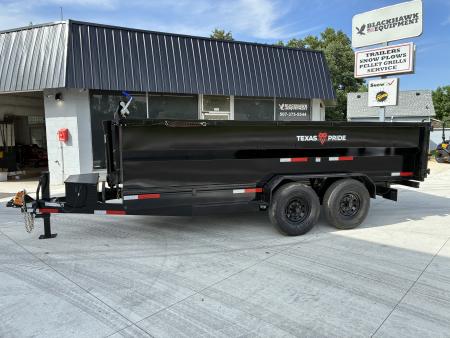 New 2026 Texas Pride Trailers 7x16 16k GVWR Dump Trailer 3' Foot Sides Tarp Spare Included