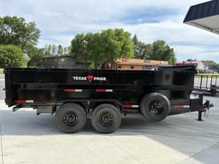 New 2026 Texas Pride Trailers 7x16 16k GVWR Dump Trailer 3' Foot Sides Tarp Spare Included