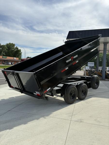 New 2026 Texas Pride Trailers 7x16 16k GVWR Dump Trailer 3' Foot Sides Tarp Spare Included