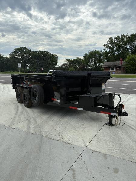 New 2026 Texas Pride Trailers 7x16 16k Dump Trailer 2' Foot Sides Tarp Spare Ramps