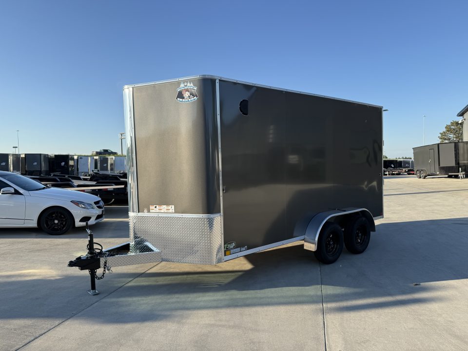 New 2027 Bighorn R&M TALL 7x14 + 2’V Nose Rear Ramp Enclosed Cargo Trailer